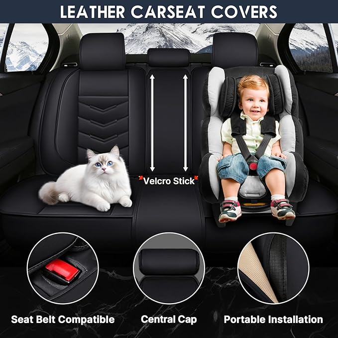 Car Seat Cover 7 Seats for Hyundai Palisade 2020-2025, Durable Wear Resistant Waterproof Sport Seat Cover, Breathable No Odor Premium Leather Vehicle Seat Covers.(Luxury,Black)