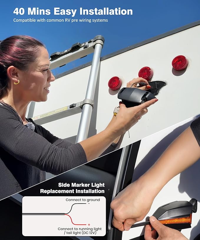 AUTO-VOX Wireless RV Backup Camera System: Rear and Side Coverage on a Large 7.2’‘ HD Monitor, Triple Split View, IR Night Vision, DVR Recording Back up Camera for RV,Travel Trailer,Motorhome,Camper