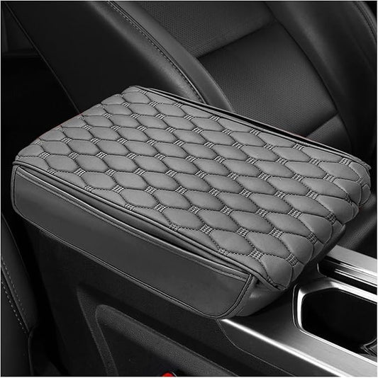 Car Armrest Cushion, Memory Foam Auto Arm Rest Box Protector with 2 Storage Bags, Waterproof Leather Center Console Cover Universal for Most Vehicles, Car Accessories (Gray)