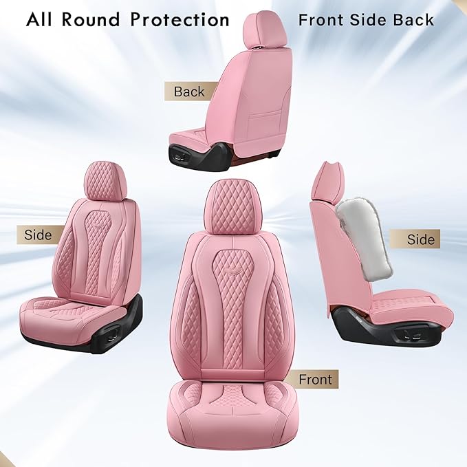 Coverado Seat Covers, Car Seat Covers Front Seats, Pink Car Seat Covers, Waterproof Auto Seat Covers, Seat Cushion, Front Seat Covers Leatherette Car Seat Protector Universal Fit Most Cars