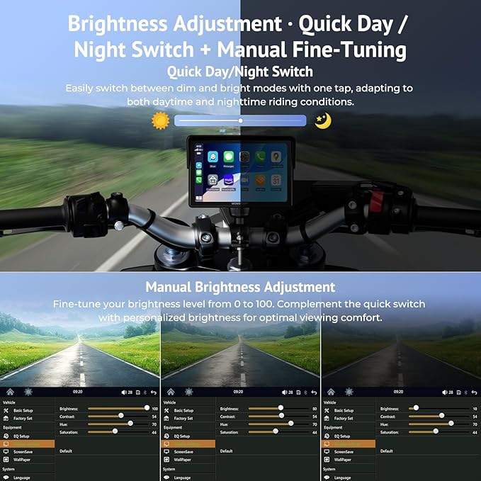 5" Motorcycle CarPlay Wireless for Apple CarPlay & Android Auto,W522 Car Play Motorbike Waterproof Touch Screen with Dual Bluetooth,GPS Navigation,Siri/G-Assist,EQ,USB/Hardwired Power Supply