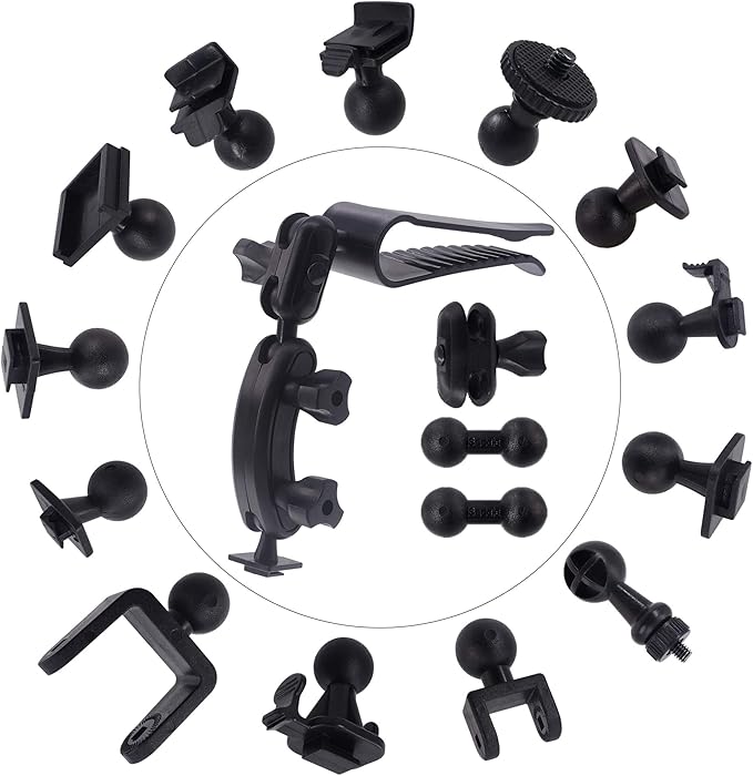 Dash Cam Sun Visor Mount Holder/w Various Joints for Yi/Rexing/Falcon/Z-Edge/Old Shark/VANTRUE/Rove/AUKEY/APEMAN/KDLINKS/WheelWitness/Transcend/TaoTronics (99% On-Dash Cameras Suitable)