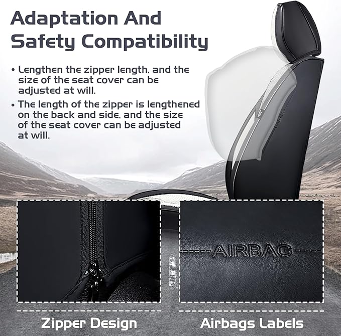 Truck Seat Covers for Chevy Silverado 1500 2007-2026, Waterproof Premium Leather Full Coverage Car Seat Cover, Muscle Sport Style Auto Interior Seat Cover Sets (Front Set/Black White)