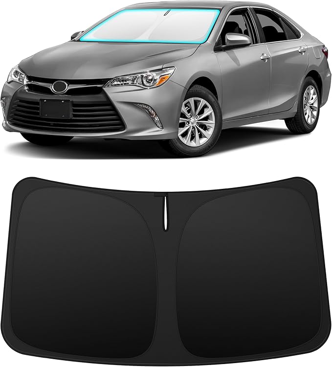 INSAUTO Custom Fit Windshield Sun Shade Accessories for Toyota Camry 2012-2017, Foldable Front Window Sunshade, UV & Heat Reflector, Keeps Interior Cool, Includes Storage Bag