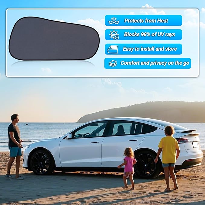 ZATOOTO Tesla Model Y Window Shades for Rear Window Sun Shade Semi Transparent Static Cling | Custom Fit 2020-2024 | 95% UV & Heat Block | Privacy Protection | No Adhesive, Tool-Free Install