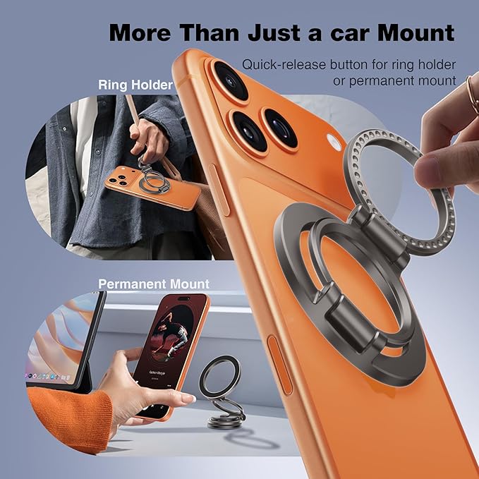 GolbinBox Car Phone Holder for MagSafe [360°Rotation] Metal Design iPhone Car Mount,Folding Car Mount [Detachable Base] Strong Magnetic Phone Holder for Car Dash,for iPhone 17 16 15 14 Pro Max, Gray