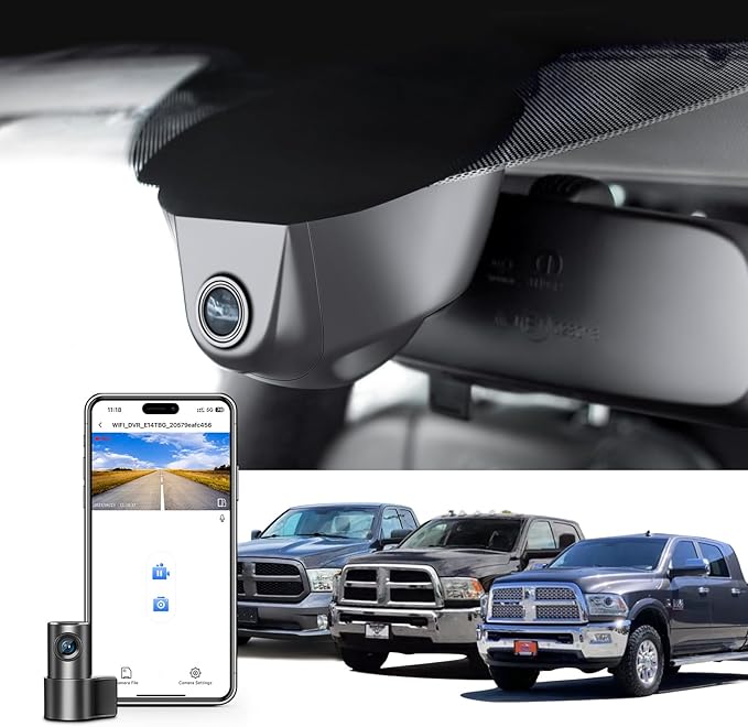 Mangoal Front 4K & Rear 1080P Dash Cam Custom for 4th Gen Dodge RAM 1500/2500/3500 2013 2014 2015 2016 2017 2018 (Model A),Check Model Carefully,UHD 2160P,WiFi & App,128GB Card