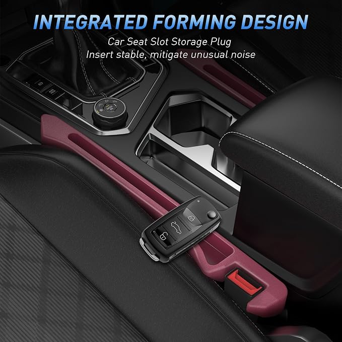 Car Seat Gap Filler 2Pack, Inserts Between Seats Console with Organizer Storage Upgraded Phone Holder Side Seat Gap Fillers Cars Front Seats Fill Plug Car Essentials for Vehicle SUV Truck (Wine Red)