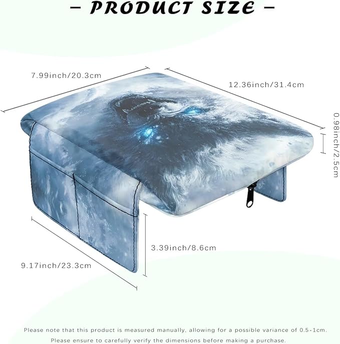 Universal Center Console Armrest Wolf Print Soft Armrest Pad Protective Cover Fit for Most Vehicle,SUV,Truck Car Accessories for Women Men