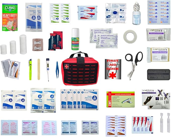 Lightning X Premium Rip-Away Individual First Aid Kit for Vehicle Head Rest - RED