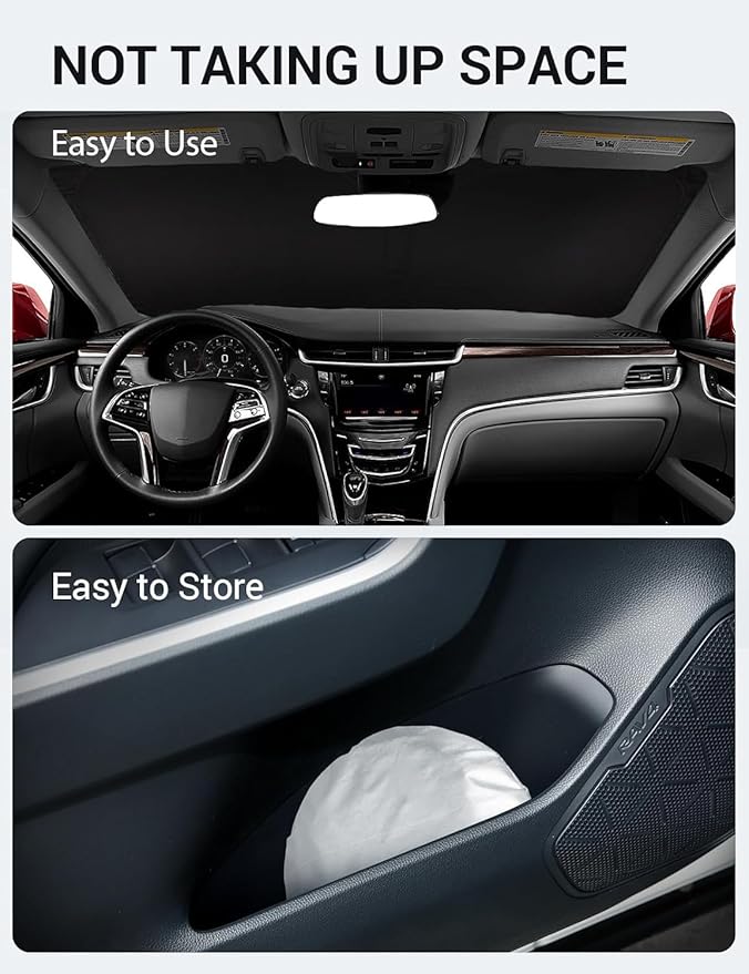 Proadsy 2026 Upgrade Windshield Sun Shade Custom Fit 2013-2019 XTS Foldable Front Sunshade Protector Sun Visor Blocks UV Rays Keep Car Cooler