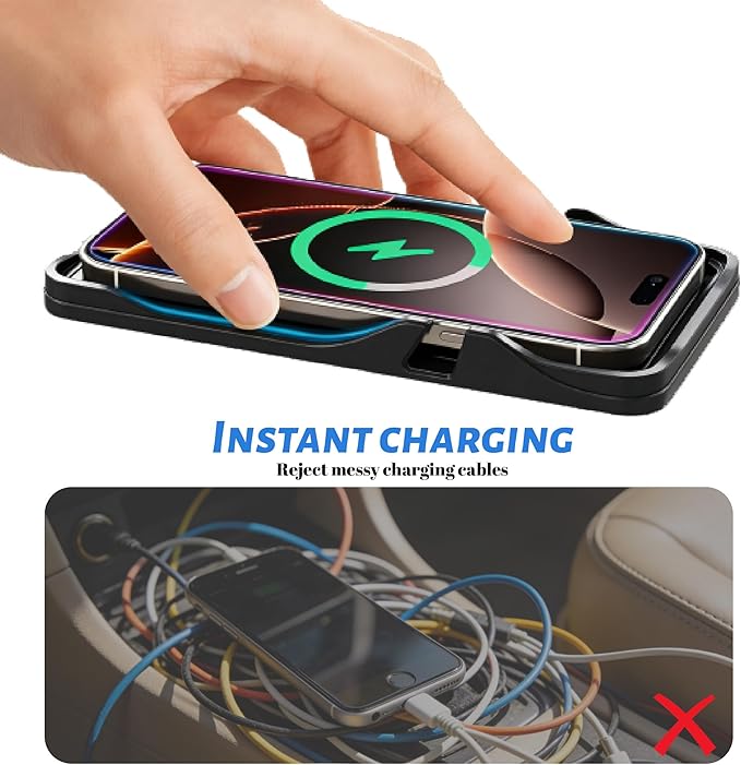 Non Slip Wireless Charger Mat for Mazda CX-3 CX-5 CX-30 CX-50 CX-7 CX-9 CX-70 CX-90 MX-30 Tribute 2001-2026, Type-C/USB Car Wireless Charger Non-Slip Phone Charging Wireless Car Charger