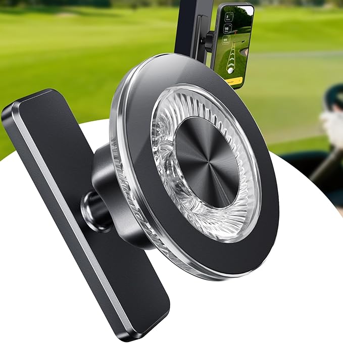 GBEAST Magnetic Golf Cart Phone Holder Compatible with MagSafe for iPhone 12-17 Series, N52 Magnets Phone Mount for EZGO/Club Car/Yamaha,360° Rotation Golf Accessories for Men Women, Gifts for Golfer