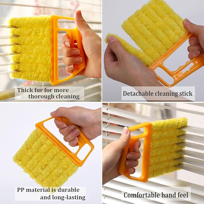 Blind Cleaning Brush, 2 PCS Venetian Blind Cleaner Brush, Shutter Brush, Microfiber Duster Tool for Window Blinds,Air Vents, Keyboard, Car AC, Washable Reusable Gap Cleaning Brushes (Orange)