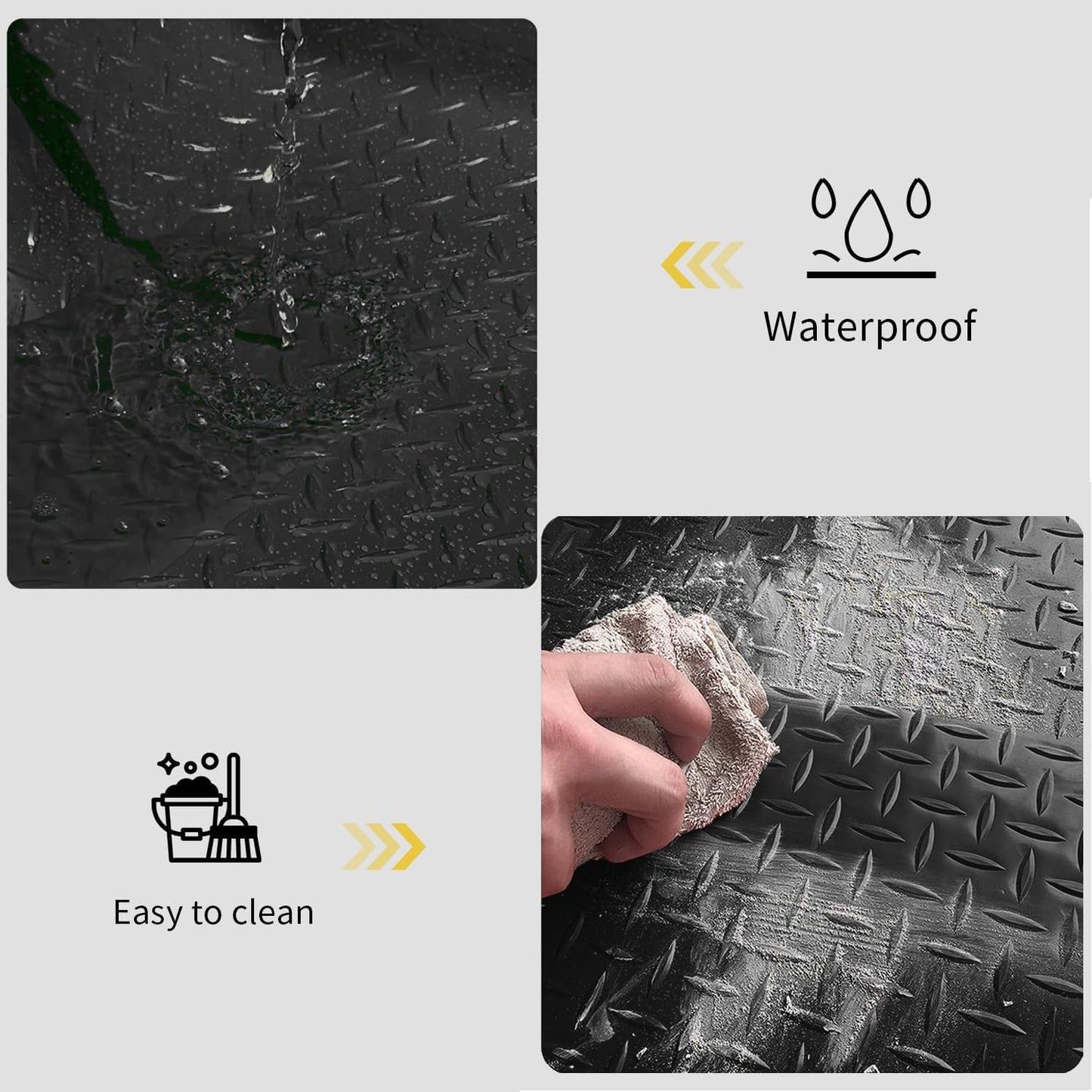 Premium Garage Floor Mat, Commercial Grade Heavy Duty Parking Mat for Garage Floor, Golf Cart Parking, Water/Stain Resistant Floor Runner (Black Diamond, 4 x 10 Feet)
