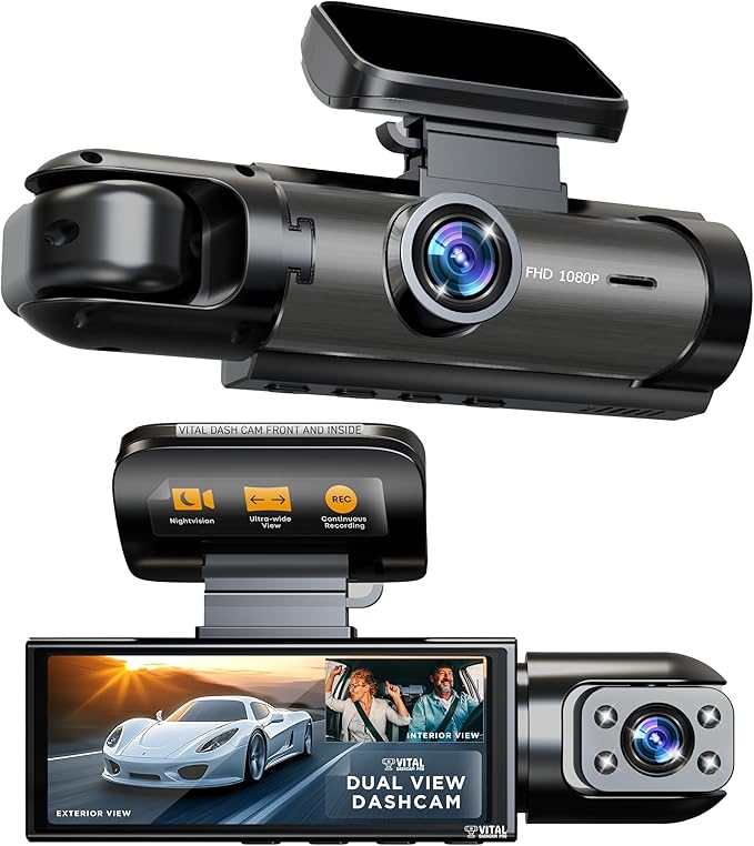 Vital Dash Camera Pro 2026 Dashcam Front and Rear Camera for Cars Dual Car Camera with Night Vision, G-Sensor 24/7 Parking Surveillance, Loop Recording, Wide Angle Easy Setup Vital Dash Cam Pro FHD