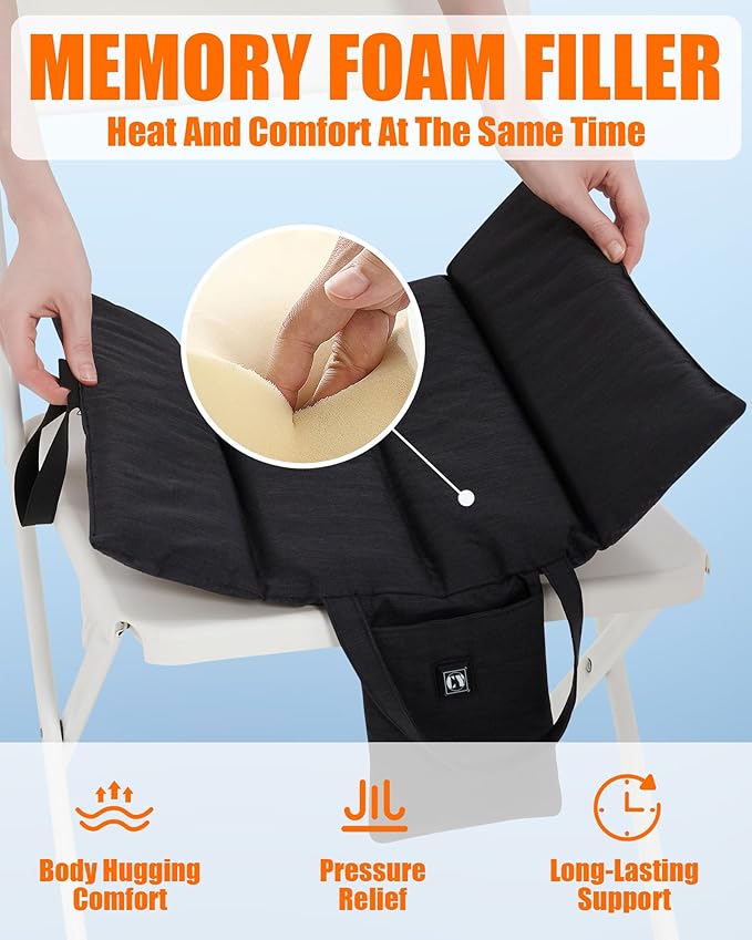 10000mAh Heated Seat Cushion Battery Operated - Foldable Portable USB Rechargeable Heating Seat Cushion for Office, Bleacher, Stadium,