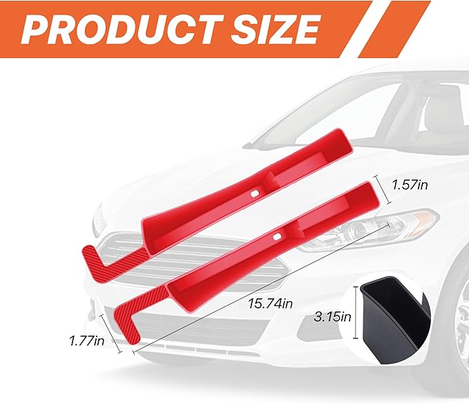 2PCS Car Seat Gap Filler, Anti-Drop Vehicle Console Crevice Blocker with 2 Storage Areas, Seat Side Seam Organizer Plug from Droping, Universal Automotive Interior Accessories (Red)