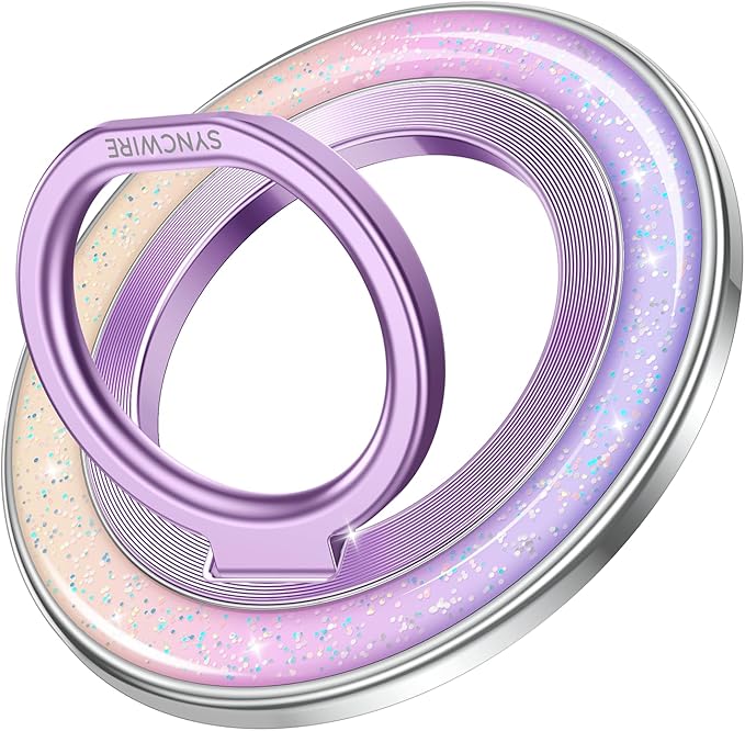 SYNCWIRE Magnetic Phone Ring Holder for MagSafe - Phone Grip Stand with 360° Rotation Finger Ring Kickstand Compatible with iPhone 17 16 15 14 13 12 Pro Max MagSafe Accessories,Petal Pink