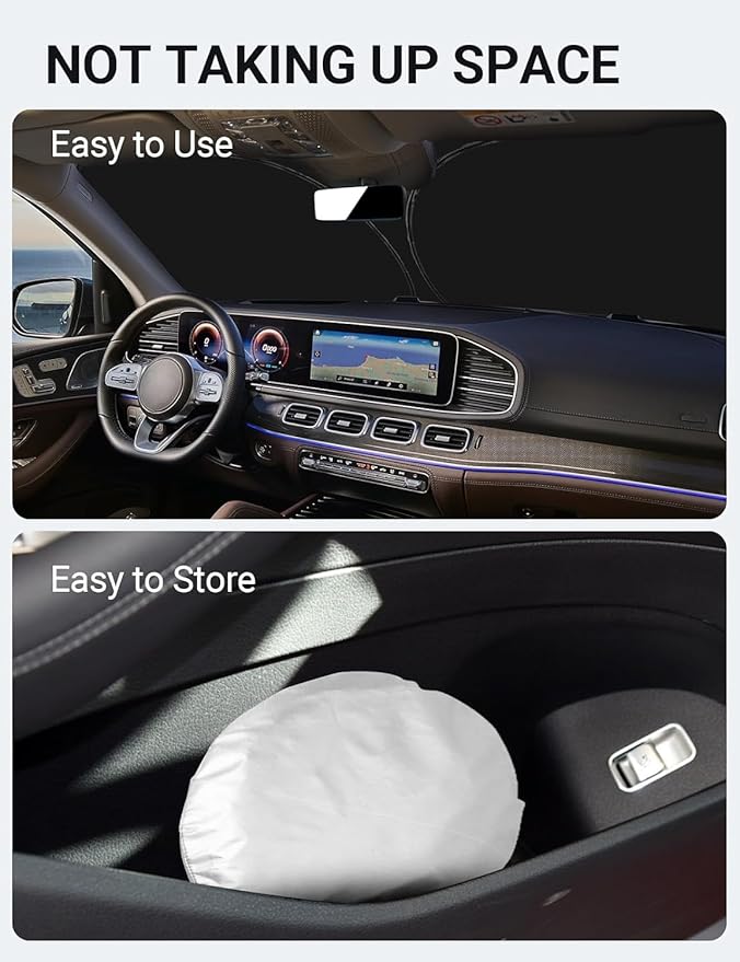 Proadsy Windshield Sun Shade Custom Fit Mercedes Benz GLE 2020-2024 2026 4-Layer Foldable Front Sunshade Protector Sun Visor Blocks UV Rays Keep Car Cooler