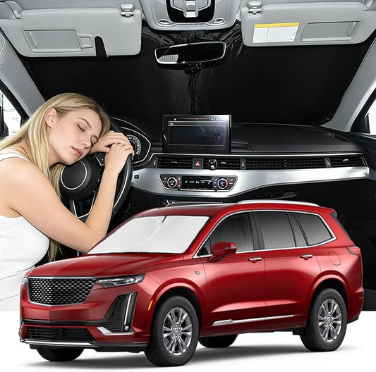 Windshield Sunshade for Cadillac XT6 2020-2025 Sun Shade Car Windshield Accessories Technology Upgrade 4 Layers Blocks UV Rays Custom Fit XT6 240T Car Window Shades Front Windshield Keep Cool