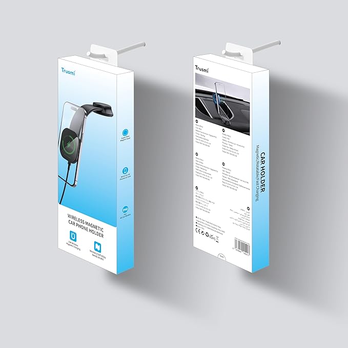 Trusmi Magnetic Wireless Car Charger 15W, Foldable Car Phone Mount, Compatible with MagSafe for iPhones and MagSafe-Compatible Cases for Galaxy S26/S25/S24, Pixel 10/9/8