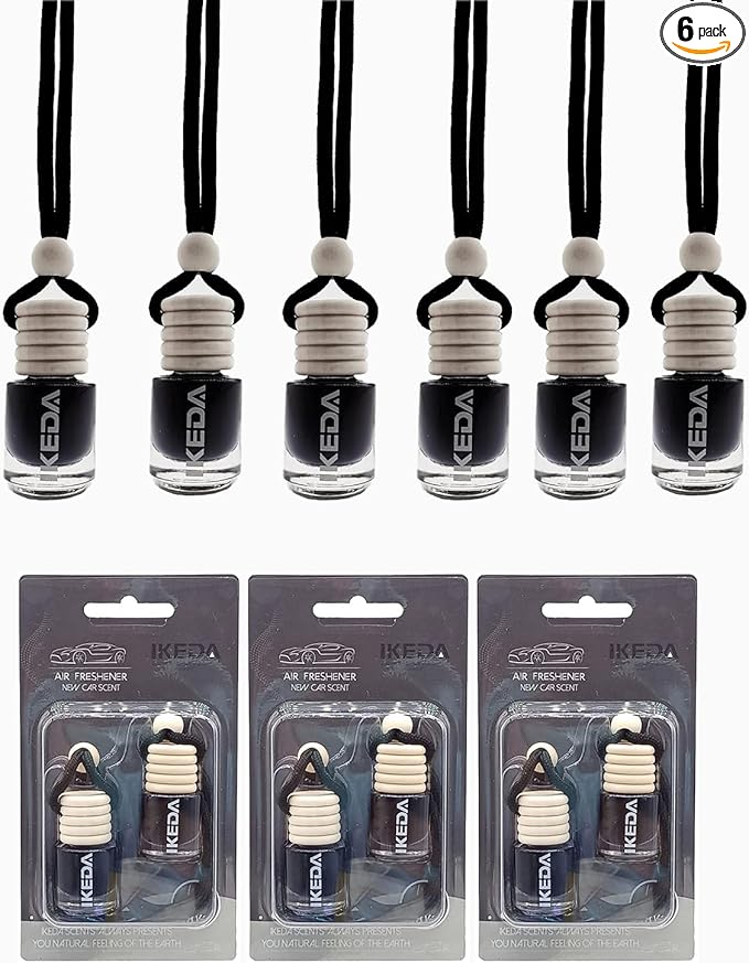 Car Air Freshener | 4ml Automotive Scents | 45-Days Long Lasting Fragrance | Automobile Hanging Diffuser Bottles | Remove Auto Odor | Fresh Air for Deodorizer (6pcs New Car)
