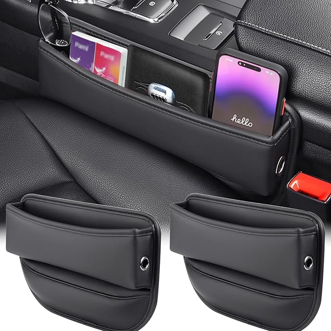 YLXGT Car Seat Gap Filler Organizer and Storages Automotive Accessories Universal for Car SUV Truck Fill The Gap Between Seat and Console Stop Things from Dropping Black 2Pcs