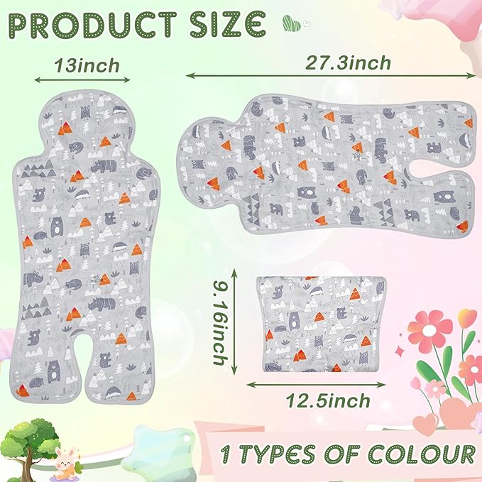 Pinkunn Gel Car Seat Baby Cooling Pad for Summer Breathable Stroller Cooler Pad Multifunctional Carseat Cooling Mat for Baby Child Dining Chair Safety Seat Stroller(Gray,Forest)