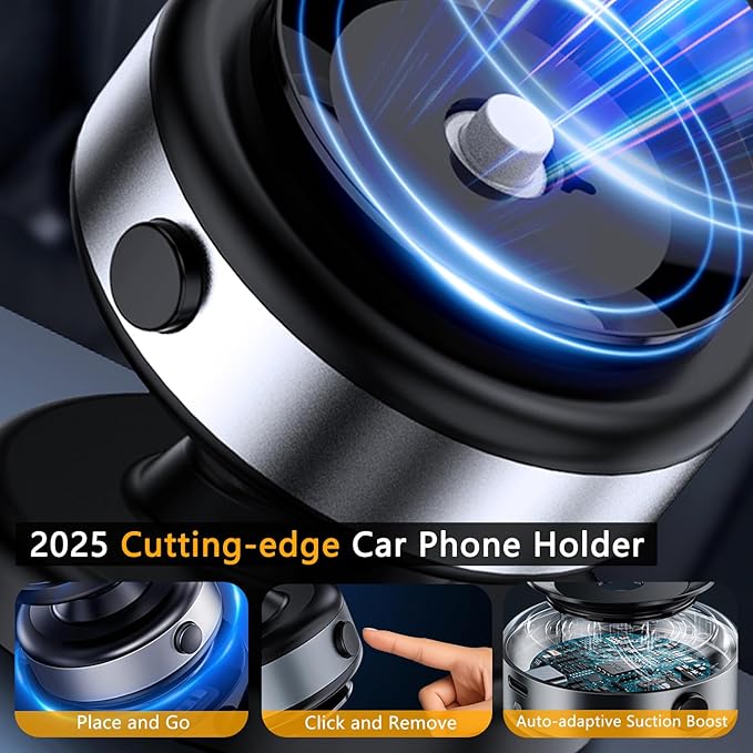 Electric Vacuum Magnetic Phone Holder for Car, [Auto-Seal & One-Touch Release] Suction Cup Phone Mount for Content Creator TikTok Vlogging Travel, 360 Adjustable for iPhone 12-17 Pro Max