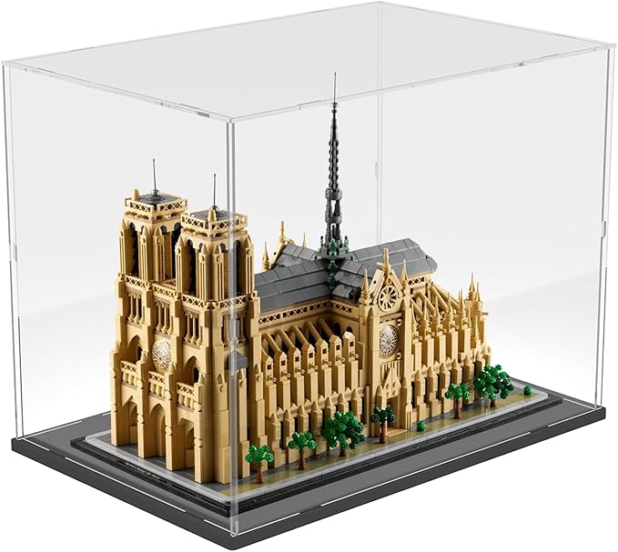Choowin Acrylic Display Case for Lego Notre Dame 21061 for Lego Bowser 71411 for Lego X Mansion 76294 Thickened Clear Acrylic Display Cases for Collectibles Assemble Dustproof Display Box(Black Base)