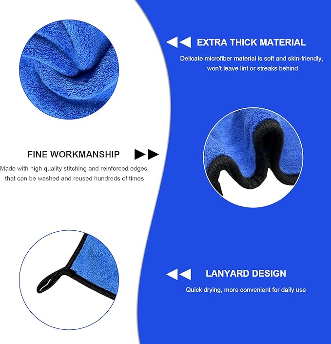 4PCS Microfiber Towels for Car, 12" x 16" 600GSM Cleaning Rags Ultra Absorbent Dusting Cloth, Scratch-Free Drying & Detailing Towel Wash Cloths for Car Interior & Exterior