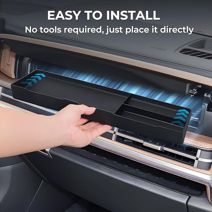 Upper Glove Box Organizer for Hyundai Santa Fe 2026 2025 2024, Interior Accessories Passenger Side Storage Drawer Box Organizer Insert Tray for 2024-2026 Santa Fe, Black