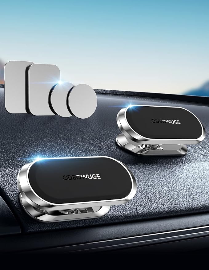 2 Pack Magnetic Phone Holder for Car, Upgrade Magnet - 360 Rotation and Easy Installation, Compatible with All Smartphones,Dashboard Car Phone Holder,Must be Used Together with Iron Sheets