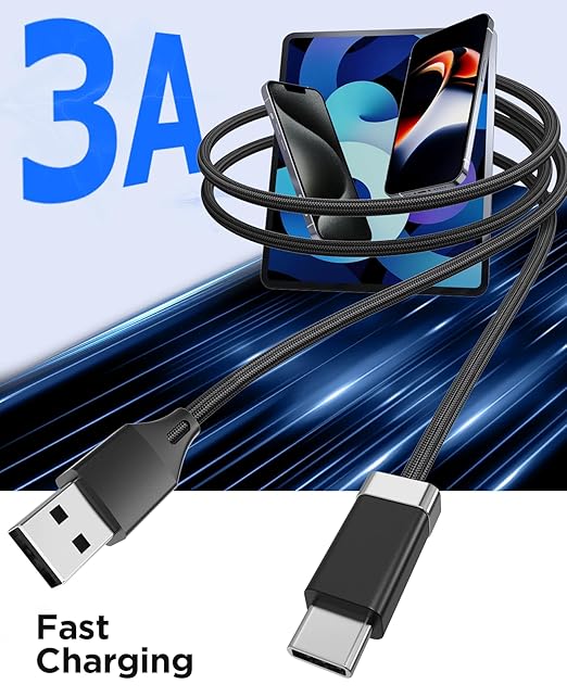 Magtame USB A to USB C Cable 3.3FT, Braided StayCable Built-in Magnetic Holder for Nightstand, Desk&Car, USB Type C Data Cord with 2 Adhesive Metal Plates for iPhone 17,16