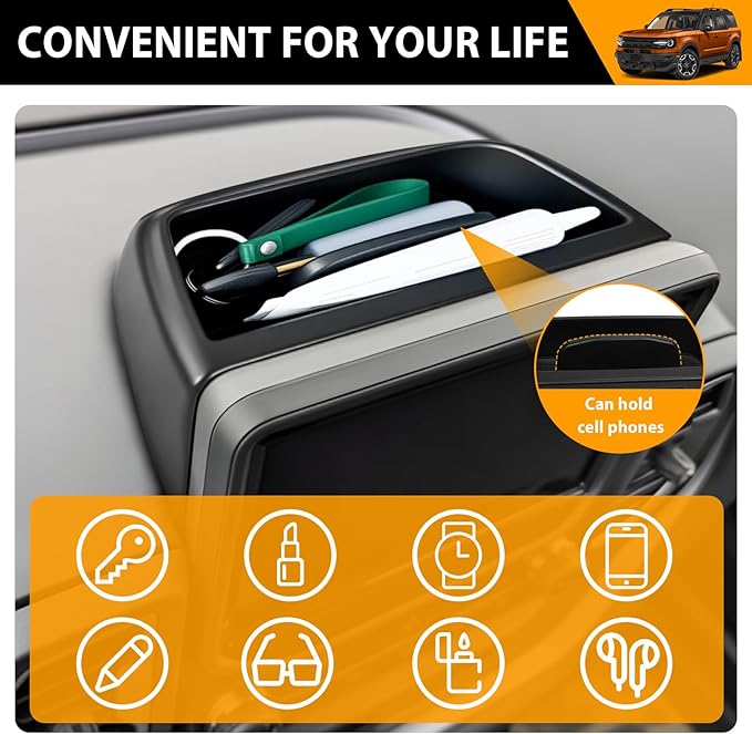 Center Console Organizer Compatible with 2021-2024 Ford Bronco Sport CX430 Dash Storage Tray Dashboard Organizer for Bronco Sport Accessories(Dash Storage Tray)