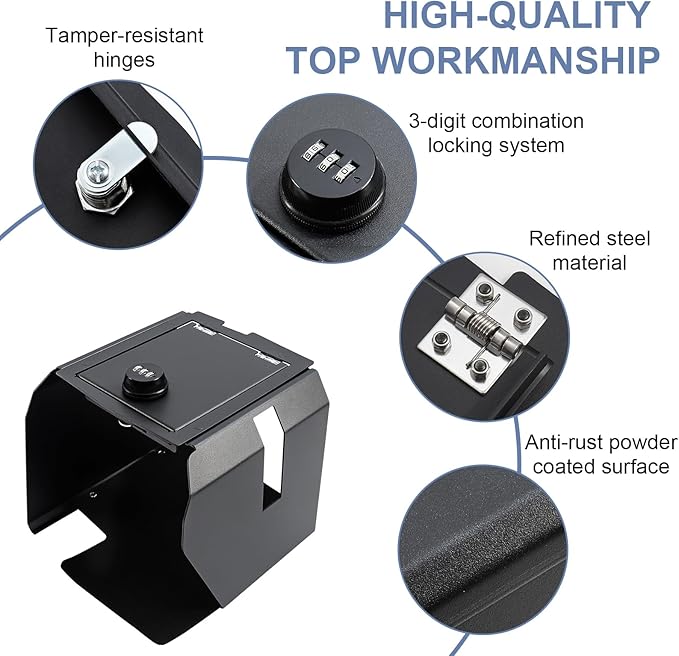 Center Console Lock Safe Box Compatible with Jeep Wrangler JL 4XE 2018-2025 for Gladiator JT Interior Accessories Armrest Vault Security Organizer Tray with 3 Digit Combo Password