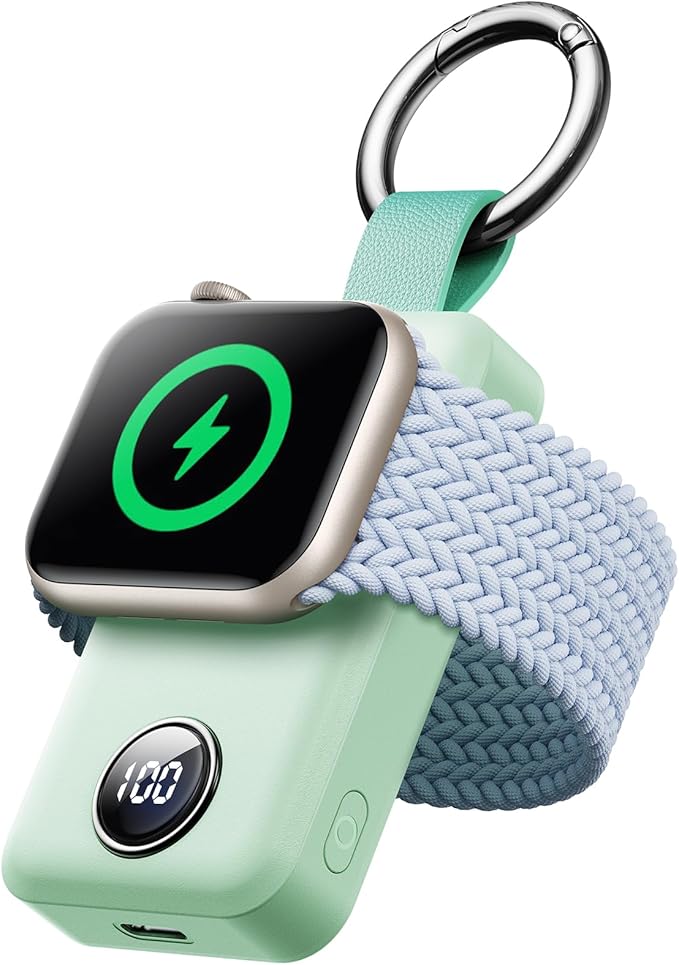 JOYROOM Portable Charger for Apple Watch, 2000mAh Fast Charger for iWatch Series 11/10/9/8/7/6/5/4/3/2/1/SE/UItra 3/UItra 2/Ultra, with Compact Magnetic Design Travel Essential(Mint)