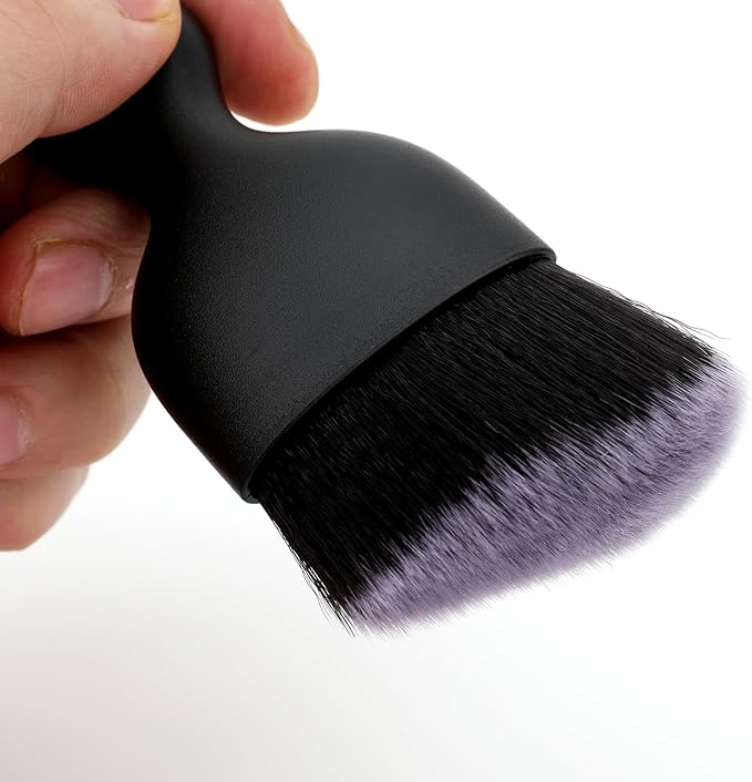 Car Detailing Brush, Soft Bristle Cleaning Brush, Scratch-Free Auto Duster Tool for Dashboard, Air Vents, Leather & Interior Cleaning (Black&White with Cap)