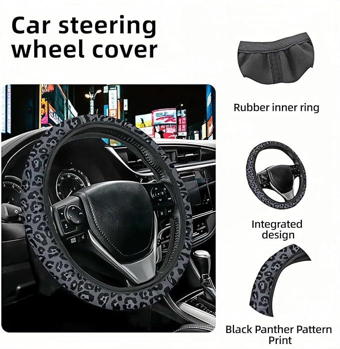Leopard Print Steering Wheel Cover | Non Slip, Breathable Neoprene | Universal 15 Inch Fit (14.5"-15.5") | Comfort Grip | Fade Resistant | Easy Install-Comfort Grip for Cars, Trucks, SUVs