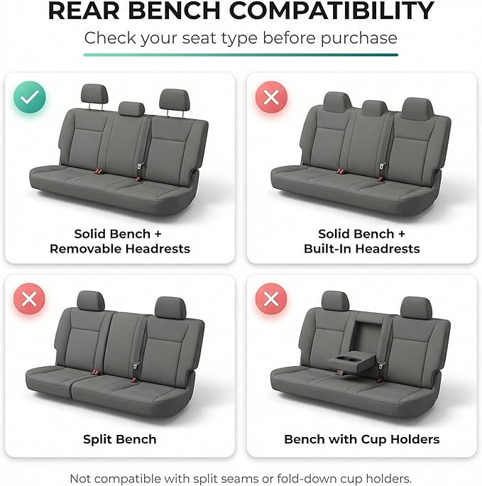 FH Group Automotive Rear Car Seat Covers for SUV, Trucks, Sedan and More - Universal Fit Rear Solid Bench Design Interior Accessories - 3D Mesh Fabric Center Panel - Purple