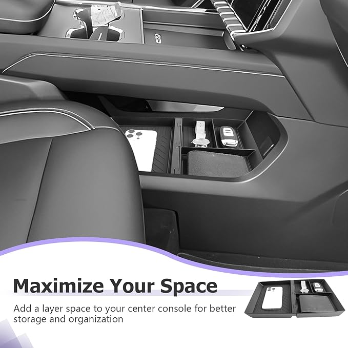 LUWU Lower Center Console Organizer Compatible with 2024-2026 GMC Acadia Elevation/AT4/Denali Accessories Armrest Console Storage Box Armrest Organizer Insert Tray Glove Organizer Tray ABS Material