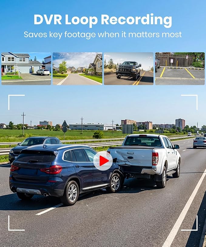 AUTO-VOX 6 Inch Solar Backup Camera Wireless: 2 Minute Install, 16:9 1080P HD Monitor, Dual Channel Split Screen, Clear Live View, DVR Recording, IP69K Waterproof Back up Camera for Car,Truck, Trailer
