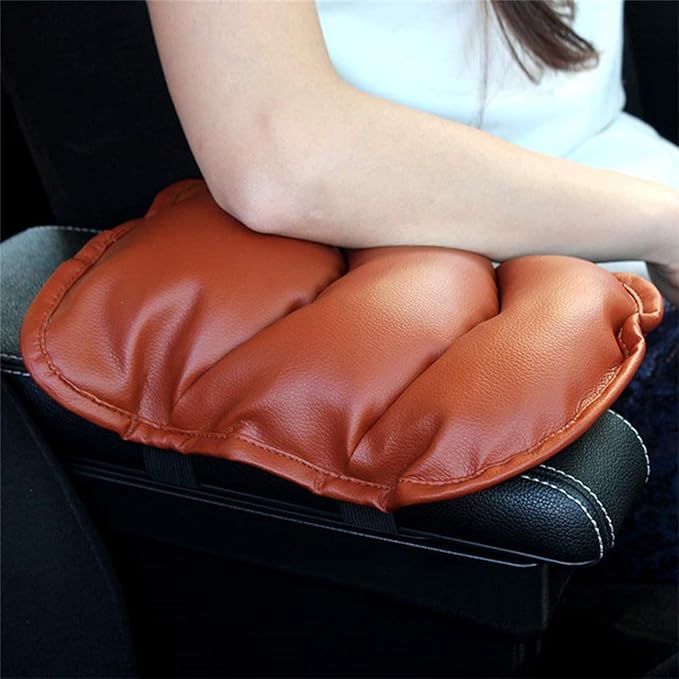 Armrest Cover for Car, PU Leather Auto Center Console Cover, Car Armrest Pad Cushion Seat Box Cover Protector, Universal Fit, Auto Car Interior Accessories for Women Men (Orange)