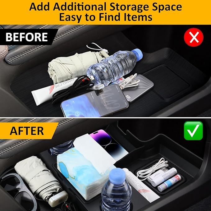 Falafa Center Console Organizer Compatible with 2025 2026 Toyota Sienna with Cup Holder, Soft Silicone Lower Center Console Tray Storage Box for 2021-2026 Toyota Sienna