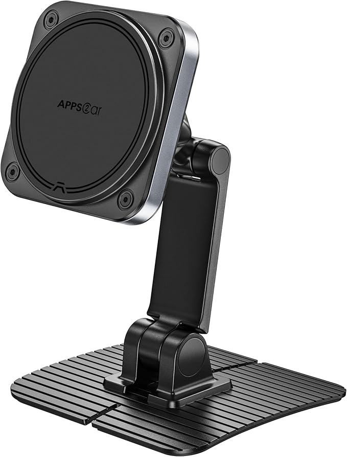 APPS2Car for Magsafe Car Mount, Magnetic Phone Holder for Car, 360° Adjustable Cell Phone Mount with Large Adhesive Base, Fits Flat & Curved Dashboards, Compatible with iPhone, Samsung, Smartphones
