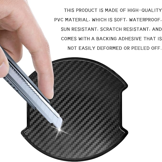 4PCS Carbon Fiber Car Door Handle Cup Scratch Protector, 3D TPU Vehicle Door Bowl Sticker, Automotive Door Handle Cup Paint Protective Film Cover Guard Pad, Universal Car Exterior Accessories