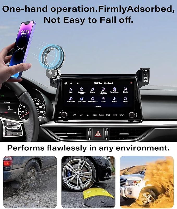 Car Phone Holder for Kia Forte 2022 2023 2024 Accessories Apply to 10.25 Inch Touch Screen Fixed Clip Magnetic Cell Phone Mount Hands-Free 360 Degree Rotation