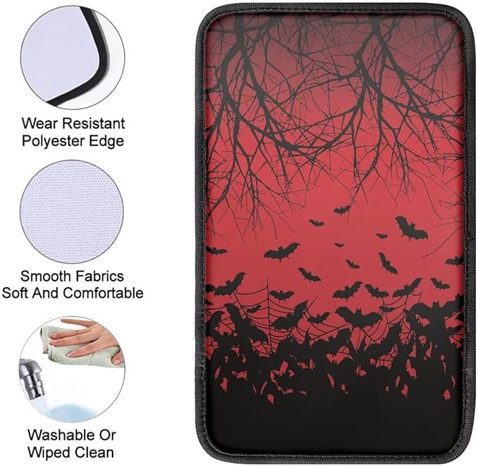 Blood Branch Bat Auto Armrest Box Cover Car Arm Rest Seat Storage Box Mat Arm Rest Cushion Pads Dog & Cat Paws Protector Universal Fit for SUV/Truck/Vehicle