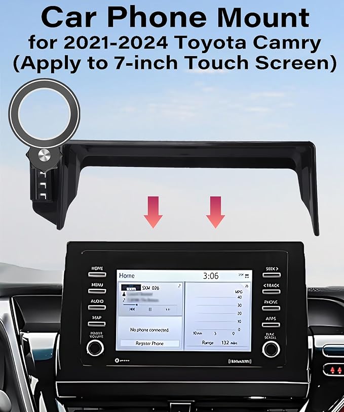 Car Phone Holder for 2021-2024 Toyota Camry Accessories Apply to 7 Inch Touch Screen Fixed Clip Magnetic Cell Phone Mount Hands-Free 360 Degree Rotation
